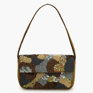 Beaded Sequin Shoulder Bag in Multicolor Camouflage